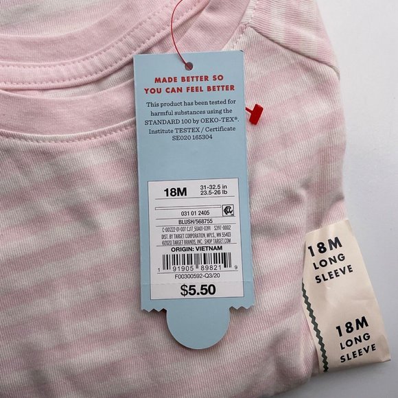 Cat & Jack x11 Toddler Girls Long Sleeve Striped Tops 18M Blush - Picture 5 of 5